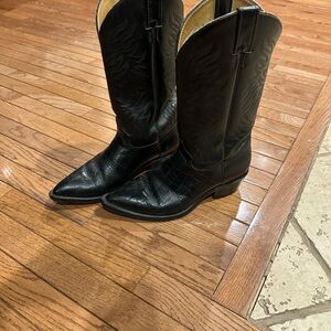 Justin Boots Black Leather Western Boots